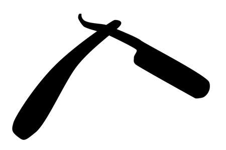 Barbers cut throat razor silhouette over a white backgroundのイラスト素材