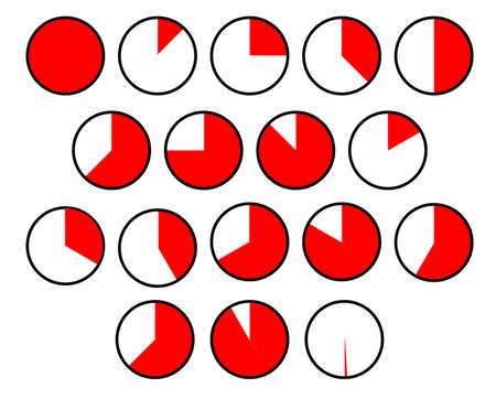 A collection of several different pie chart sections over a white backgroundのイラスト素材
