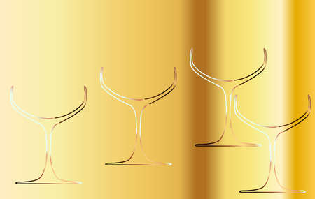 Metallic purple background with chanpagne glass outlinesのイラスト素材