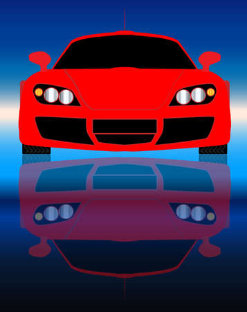 Reflections of a very fast red sports type carのイラスト素材