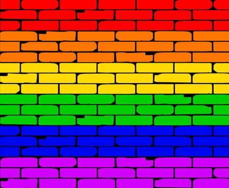A well worn wall painted in a gay rainbowのイラスト素材
