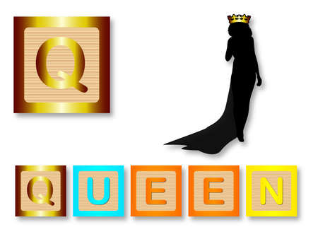 Q Is For Queen text with sliced appleのイラスト素材