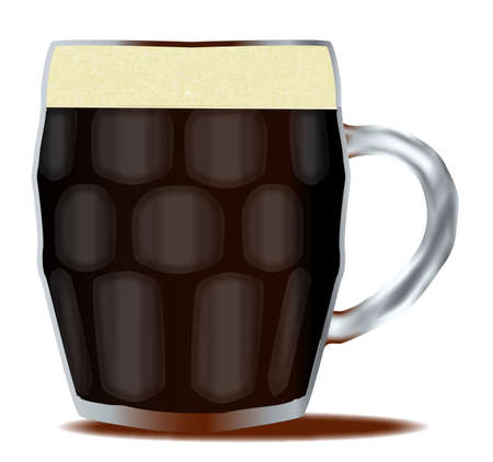 A traditional handled and dimpled glass of beer over a white backgroundのイラスト素材