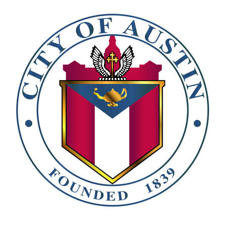 The seal of the Texan city of Austin over a white backgroundのイラスト素材