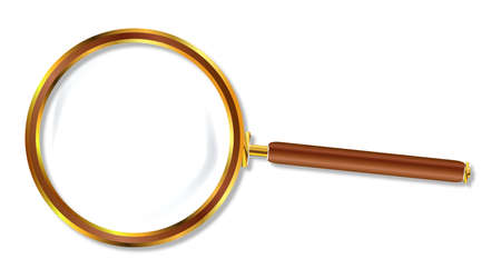 A metal and wood magniying glass over a white backgroundのイラスト素材