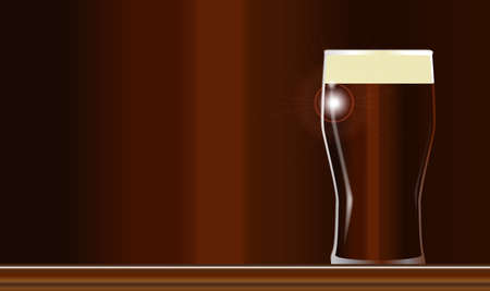 A traditional pint of English ale on a wooden barのイラスト素材