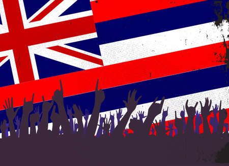 Audience happy reaction with Hawaii State flag backgroundのイラスト素材