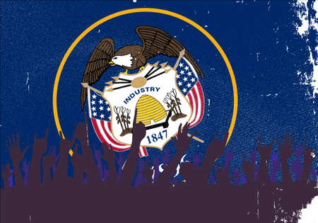 Audience happy reaction with Utah State flag backgroundのイラスト素材