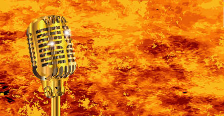 A microphone with a flame backgroundのイラスト素材