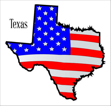 The American flag, the Stars and Stripes outlined with a map of Texasのイラスト素材