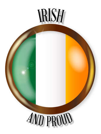 Irish and Proud flag button with a circular border over a white backgroundのイラスト素材