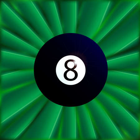 A typical eight snooker ball over a green material backgroundのイラスト素材