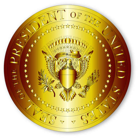 A depiction of the seal of the president of the United States of America in goldのイラスト素材