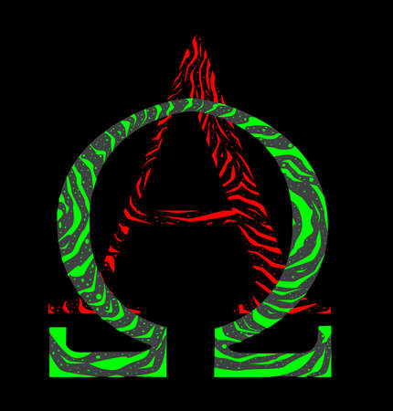The Alpha Omega letters from the Greek alphabet over blackのイラスト素材