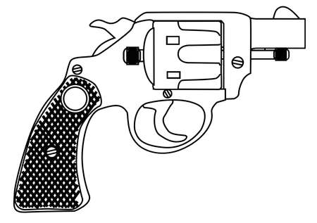 A snub nose handgun as used by police forces, isolated over a white bavkground.のイラスト素材