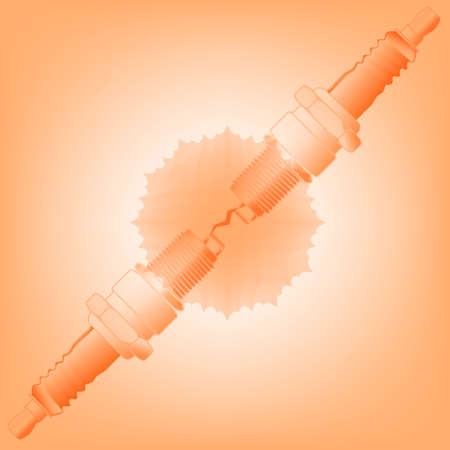 Two motor vehicle spark plugs sparking togetherのイラスト素材