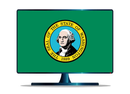 A TV or computer screen with the Washington state flagのイラスト素材