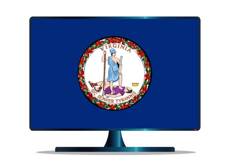 A TV or computer screen with the Virginia state flagのイラスト素材
