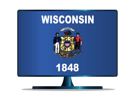 A TV or computer screen with the Wisconsin state flagのイラスト素材