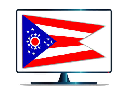 A TV or computer screen with the Ohio state flagのイラスト素材