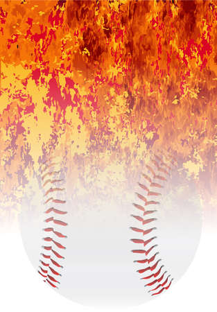 A roaring flames image background with faded baseballのイラスト素材