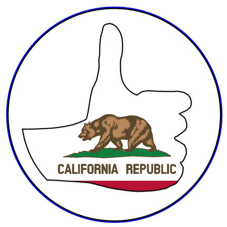 A California Flag hand giving the thumbs up sign all over a white backgroundのイラスト素材