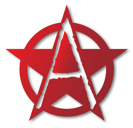 A large letter A set insice a star and circleのイラスト素材