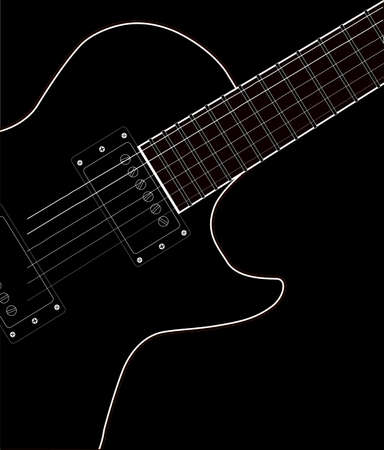 Close up of the definitive rock and roll guitar in black and whiteのイラスト素材