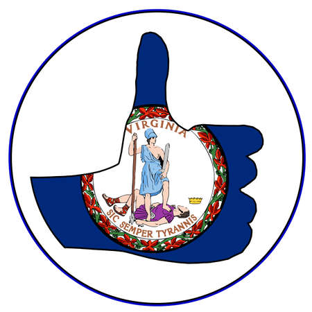 Virginia Flag hand giving the thumbs up sign all over a white backgroundのイラスト素材