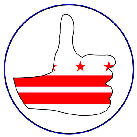 Washington DC Flag hand giving the thumbs up sign all over a white backgroundのイラスト素材