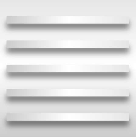 A set of 5 kitchen or book shelves in grey with shadow over a white backgroundのイラスト素材