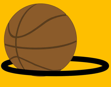 Basketball in isolation going through a hoopのイラスト素材