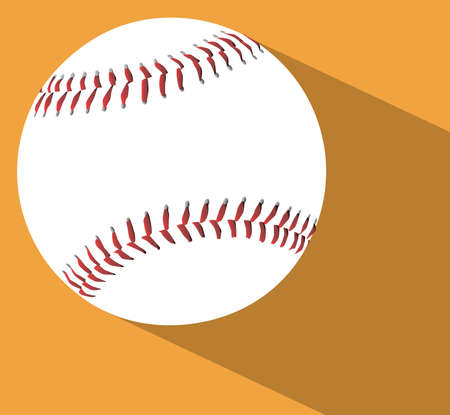 A new white baseball with red stitching on a sand background with shadow area