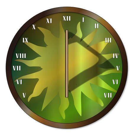 A typical old fashioned sun dial clock face over a white backgroundのイラスト素材