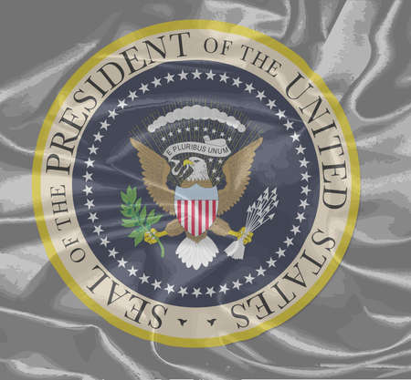 A depiction of the seal of the president of the United States of America on a silk backgroundのイラスト素材