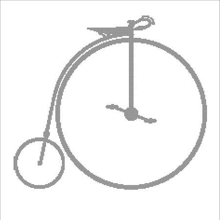A typical penny farthing bicycle in halftone over a white background.のイラスト素材