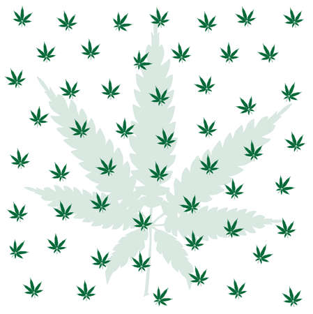 A cannabis leaf background with one large fadedのイラスト素材