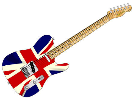 A classic electric guitar with the Union Jack flag over whiteのイラスト素材