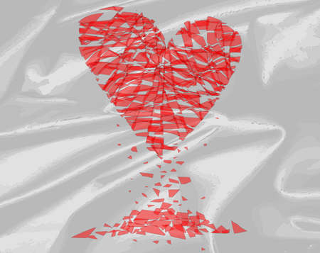 A shattered heart over a silk backgroundのイラスト素材