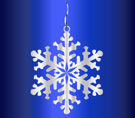 A single snowflake hanging froma red ribbonのイラスト素材