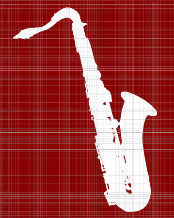 A saxophone silhouette on a red backgroundのイラスト素材