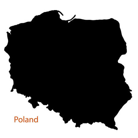 Silhouette map of Poland on a white backgroundのイラスト素材