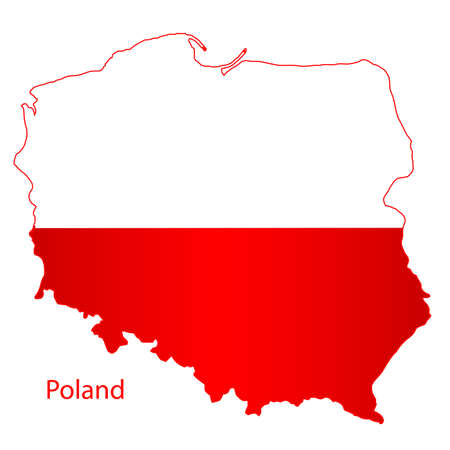 Silhouette map of Poland with flag on a white backgroundのイラスト素材