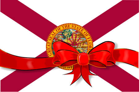 The flag of the USA state of Florida with red ribbonのイラスト素材