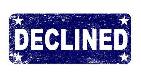 A declined grunged blue ink stamp over whiteのイラスト素材