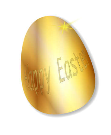 A golden easter egg with the words 'Happy Easter'.のイラスト素材