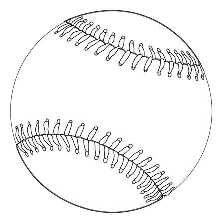 White baseball line drawing over a white backgroundのイラスト素材