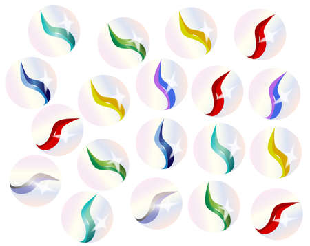 A typical colored glass marble collection as usd by children in the game of marbles.のイラスト素材