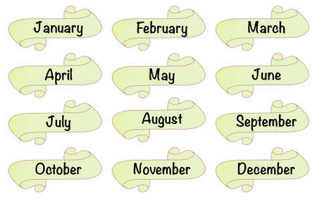 The months of the year on a scrollのイラスト素材