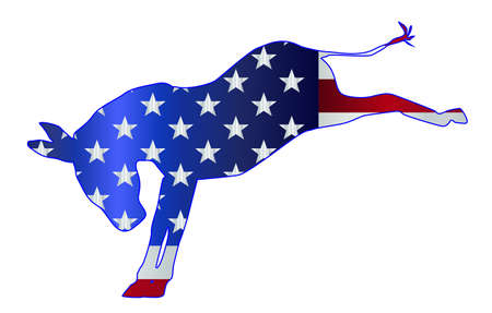 The United States of American Democrat party donkey flag over a white backgroundのイラスト素材